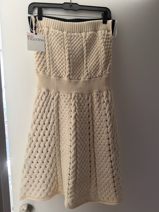RED Valentino Dresses & Skirts - RED Valentino Cream Cable-Knit Midi Dress